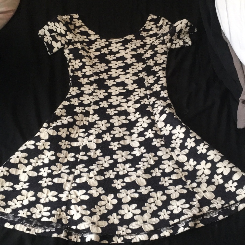floral navy and white skater dress